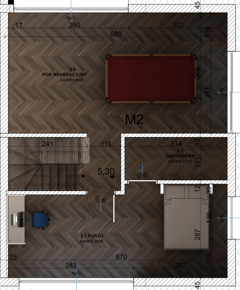 Rzut 2. piętra – Dom M (prawy)