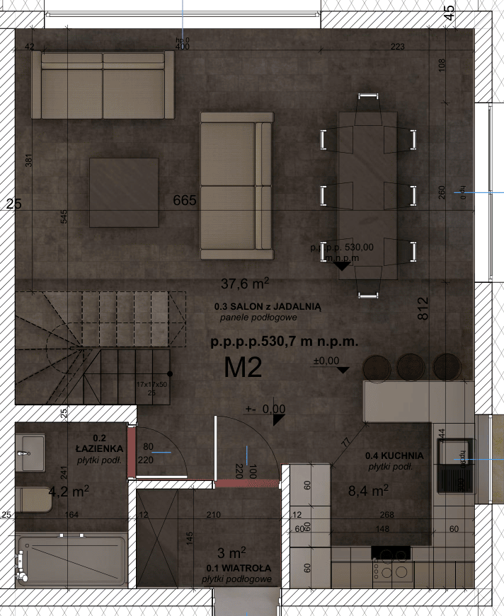 Rzut parteru – Dom M (prawy)