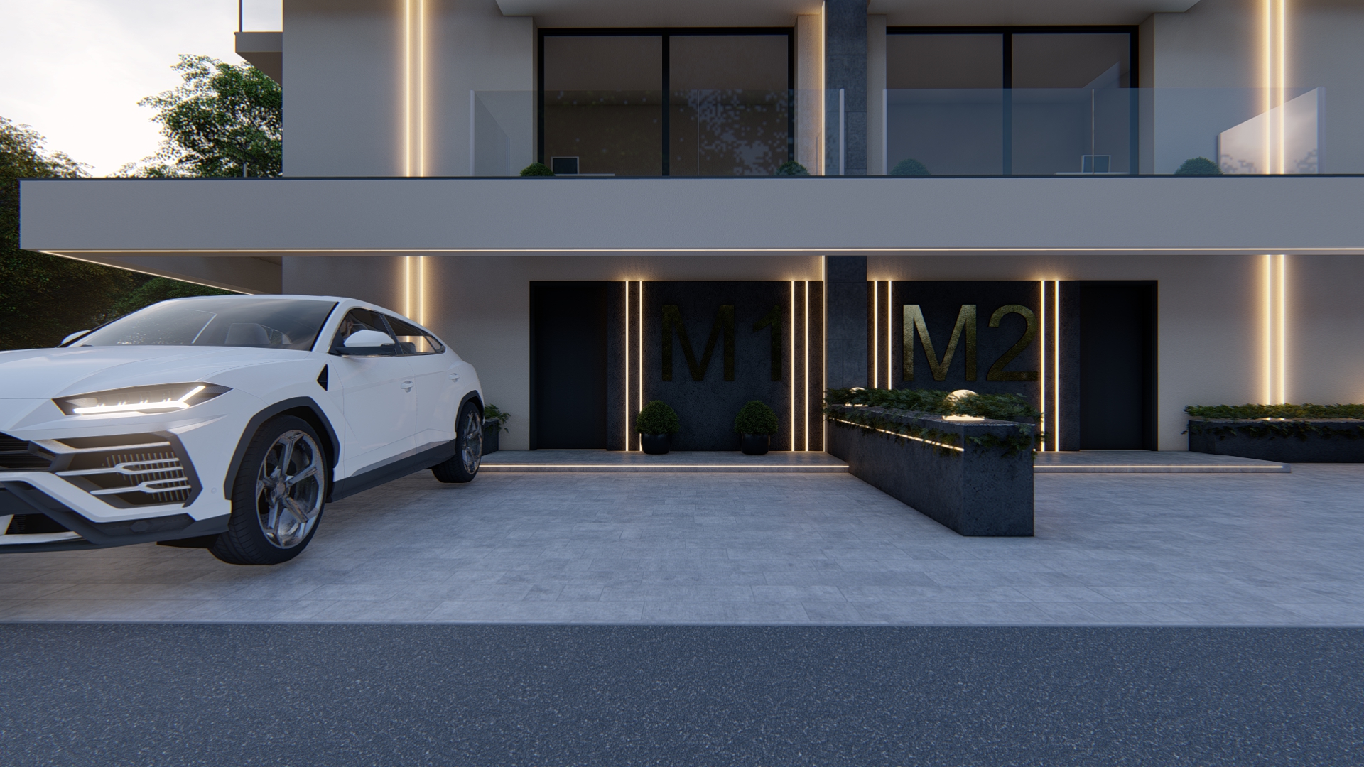 Widok na wejście i podjazd