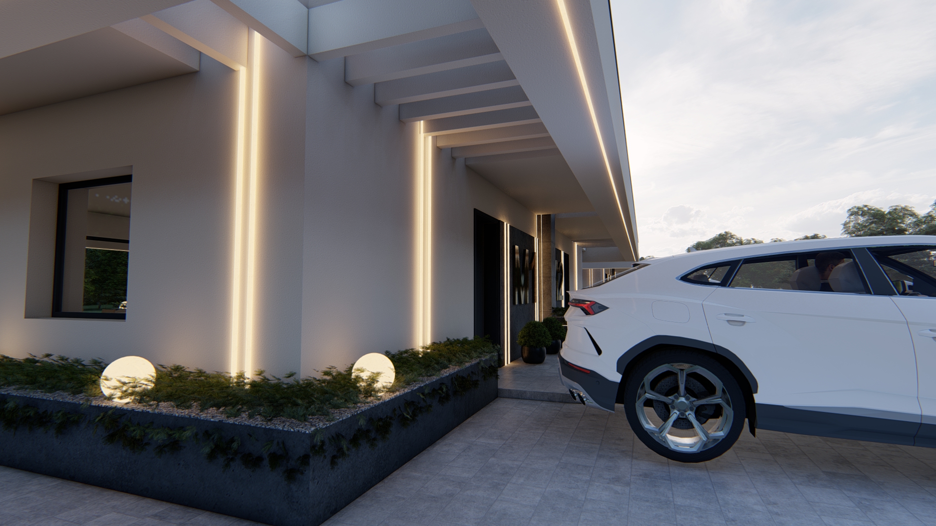 Widok na wejście od strony podjazdu