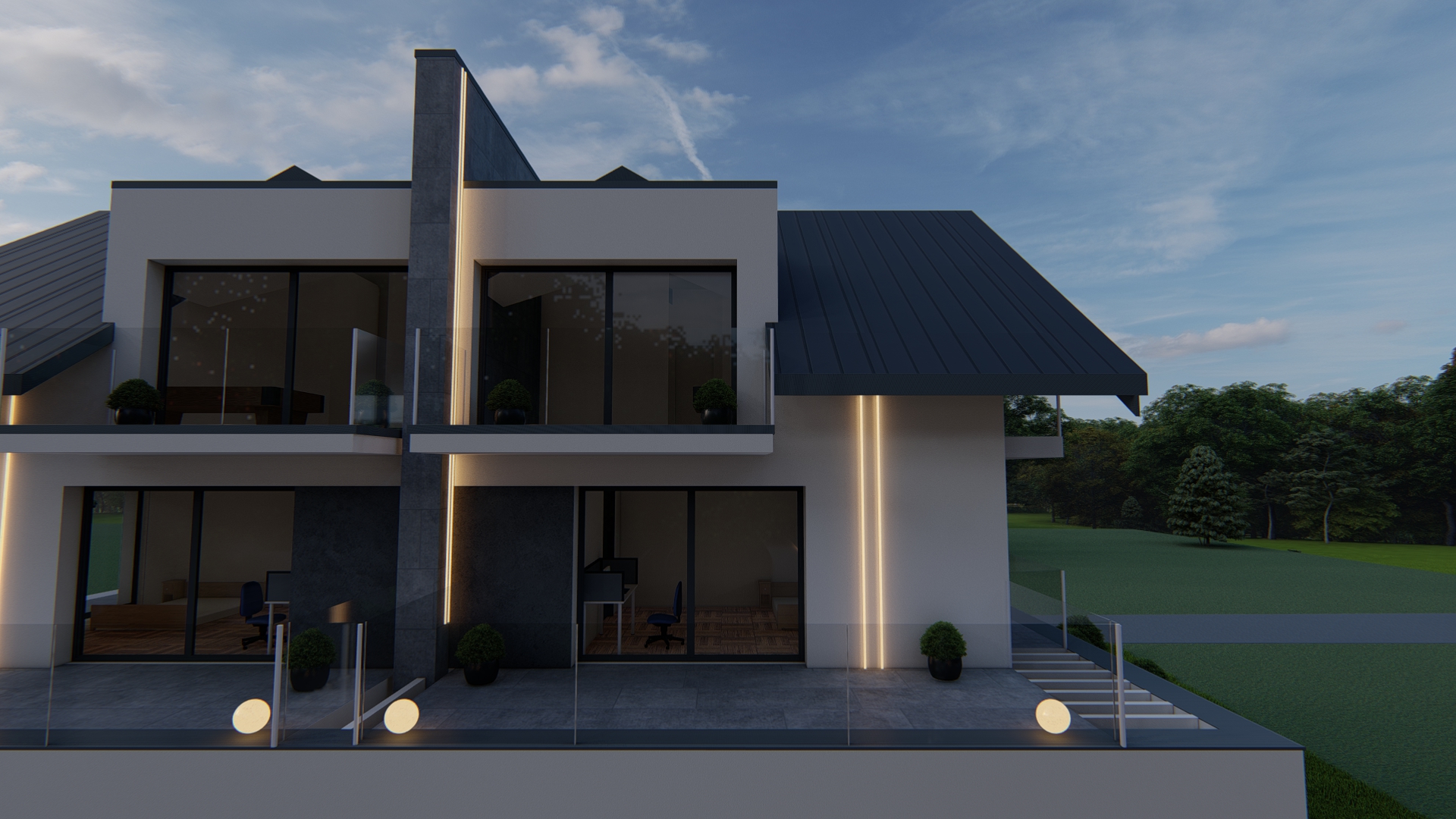 Widok z przodu na wysokości pierwszego piętra