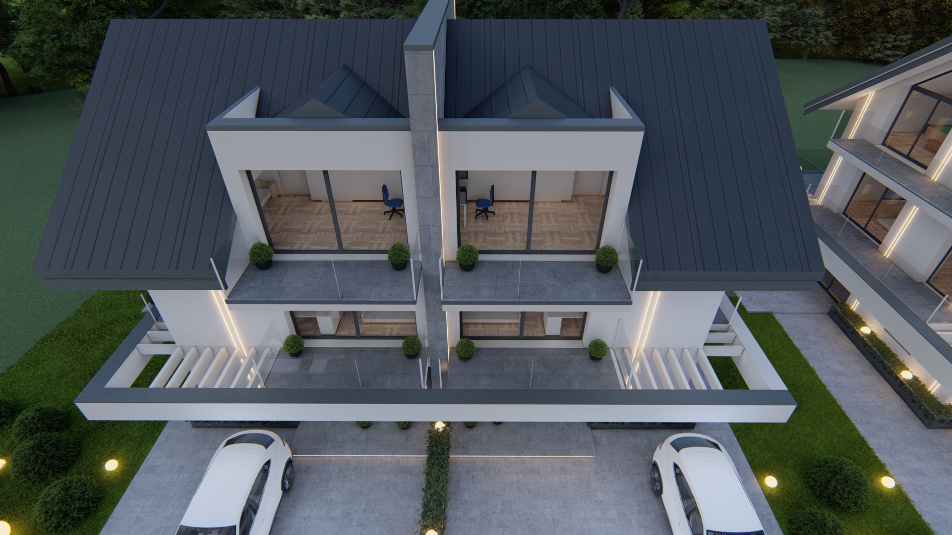 Widok z przodu od góry na budynek